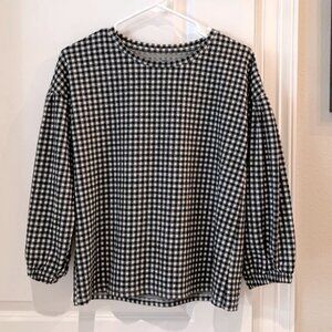 Old Navy Girl’s Black & White Checked Long Sleeve Shirt Size XL NWT